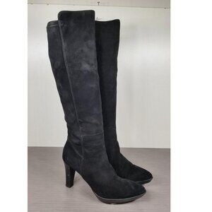 Aquatalia Raine Stretch Knee-High Boots, Black Suede, Womens Size 8
